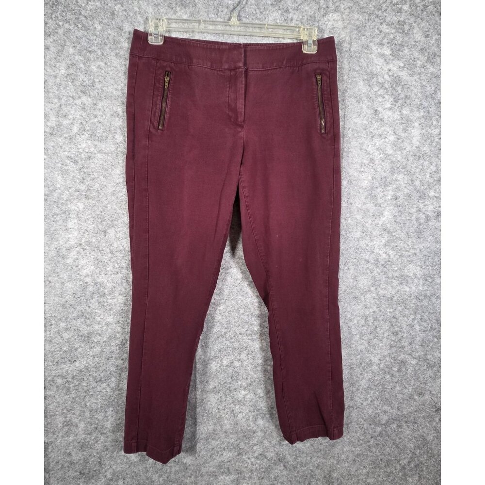 Loft Women's Julie Skinny Pants Ankle Length Maroon Size 10 Casual Office Classi